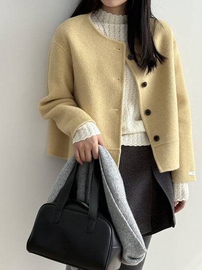 【Y8522】實拍高單氣質簡約綿羊毛呢外套（棉羊毛52%)251106