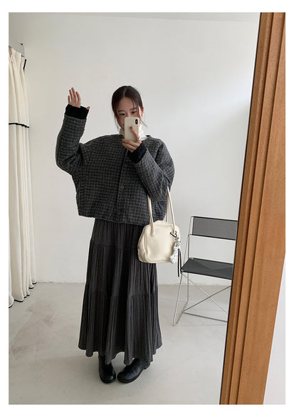 【H5475】實拍小香風粗花呢氣質保暖夾棉外套251109