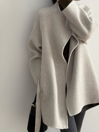 【Y8511】實拍高級感立領羊毛呢大衣外套（棉羊毛52%)251106