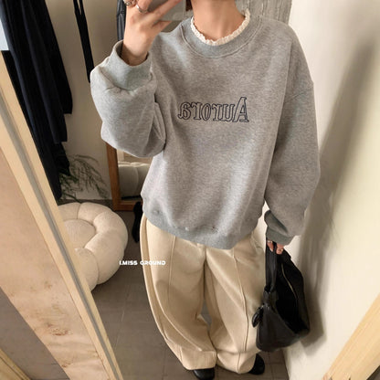 【LH90551】實拍IMISS秋冬簡約刺繡蕾絲加絨加厚假兩件衛衣251215