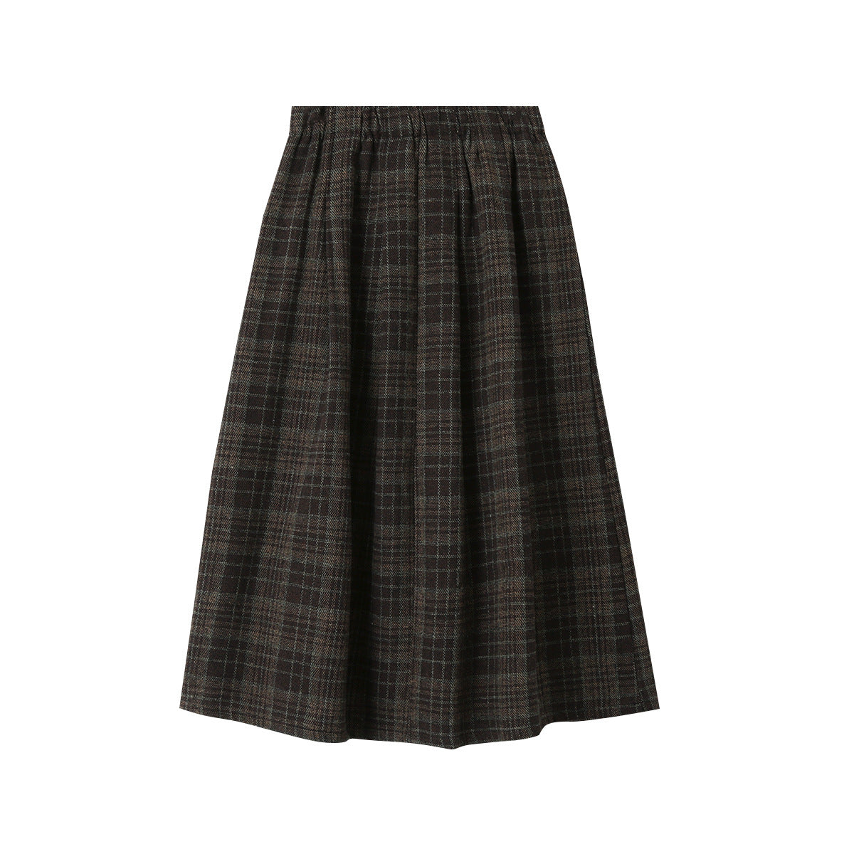 【LD11008】實拍復古毛呢格子高腰a字裙(左右有口袋）251110