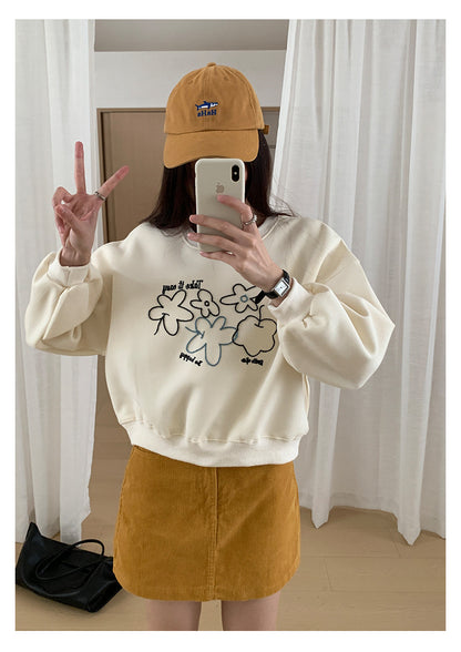 【H563】實拍秋冬刺繡花朵長袖衛衣251021