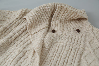 【LD3297】實拍復古立體厚實絞花大翻領毛衣外套251103