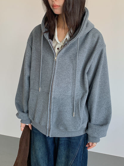 【LD11030】實拍冬季慵懶加絨加厚連帽衞衣外套251124