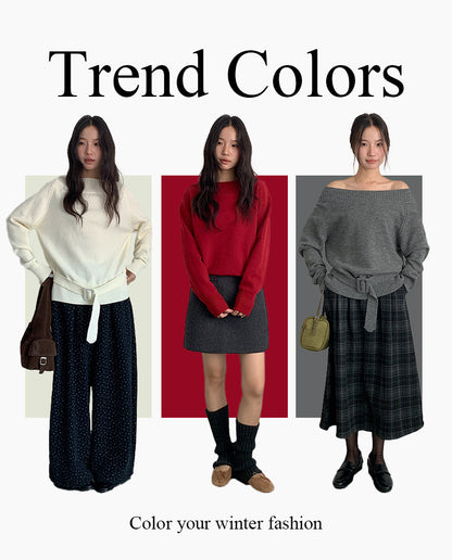 【LD11062】實拍慵懶高級感北極融針織毛衣（可拉一字肩）251209