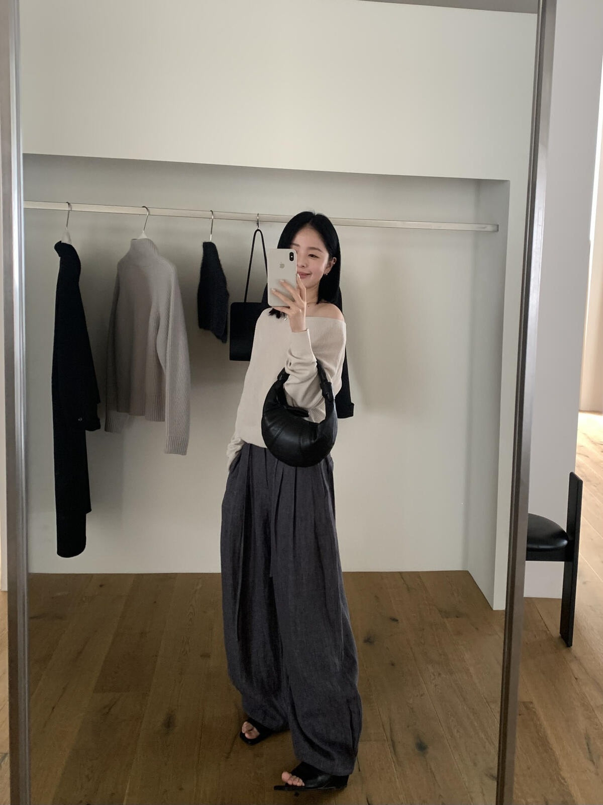 【LS01521】實拍IMISS自在日常・兩穿斜肩寬鬆長袖針織衫261006
