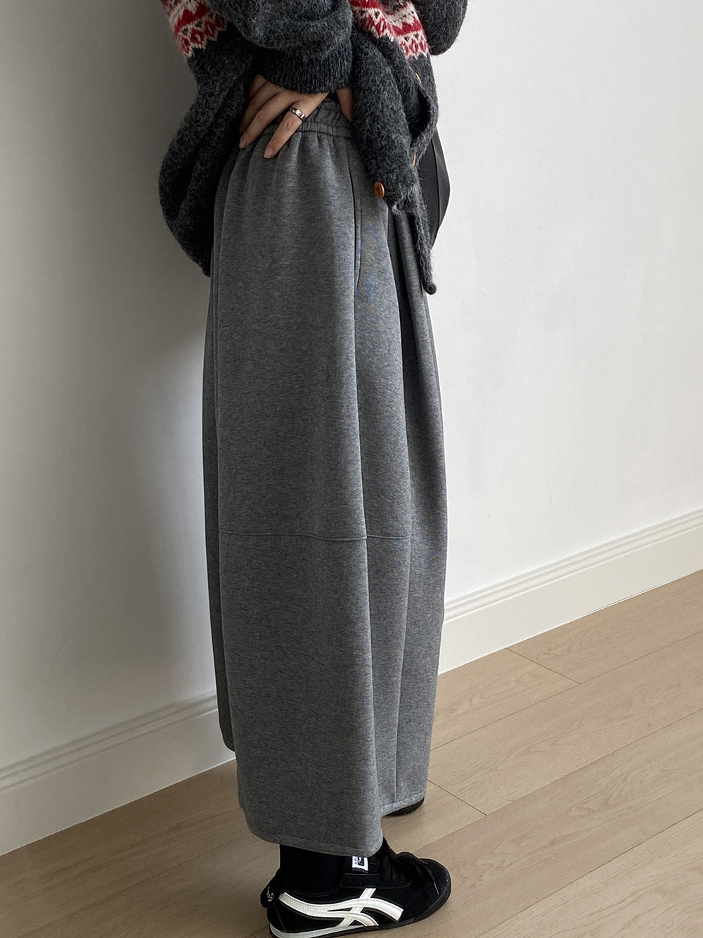 【Y82678】 實拍鬆緊腰抽繩顯瘦闊腿九分褲裙251023