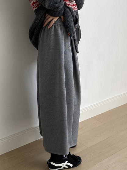 【Y82678】 實拍鬆緊腰抽繩顯瘦闊腿九分褲裙251023