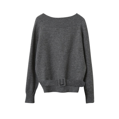 【LD11062】實拍慵懶高級感北極融針織毛衣（可拉一字肩）251209