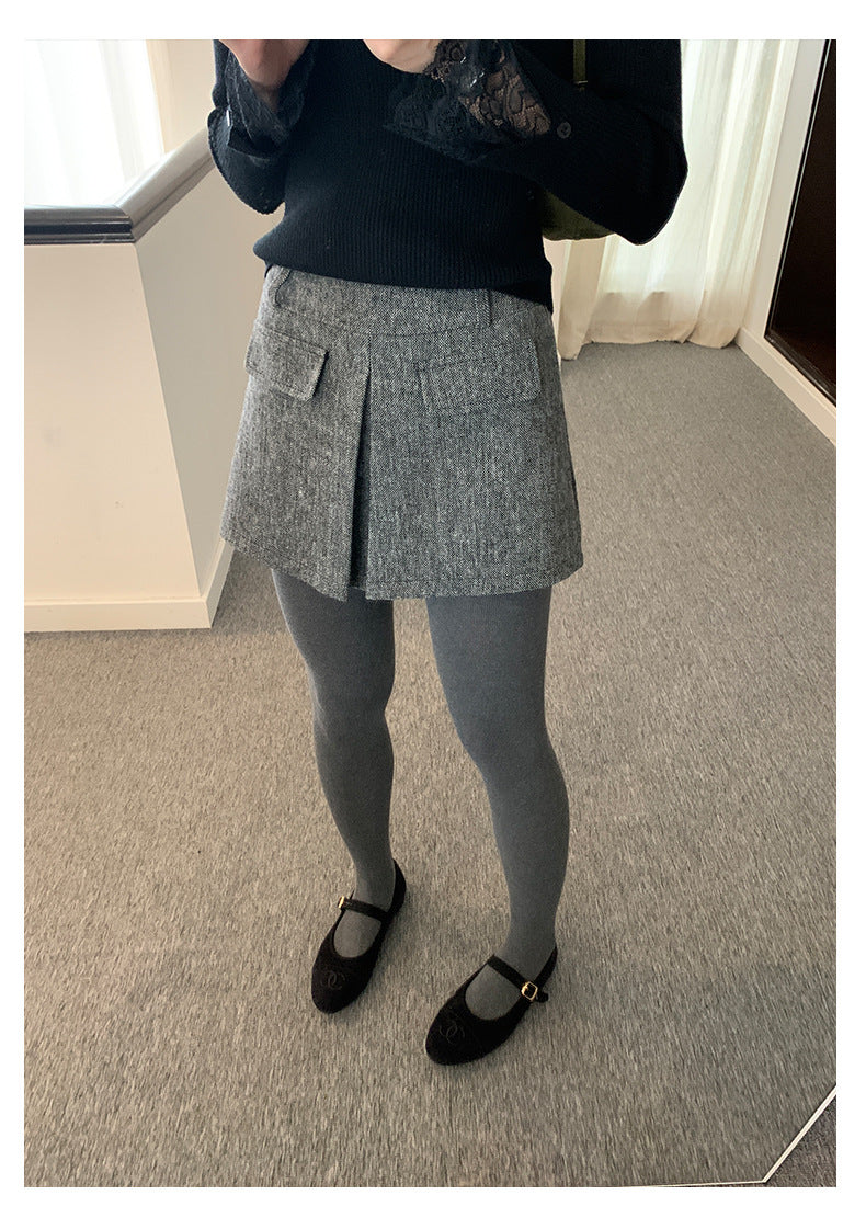 【H5523】實拍S~XL氣質千金質感高腰A字裙褲251125