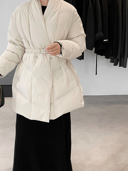 【cimz6386】實拍歐美大氣抗寒鎖温收腰氣質羽絨外套（白鴨絨90%)251120