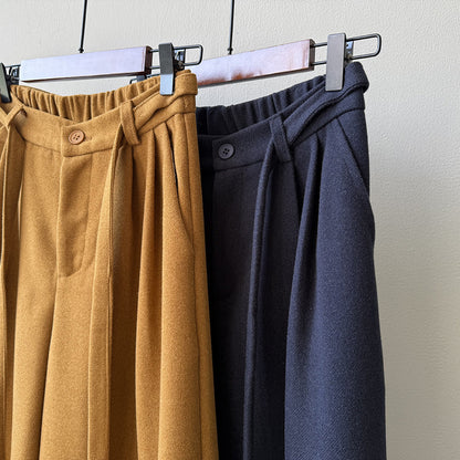 【Y82677】 實拍復古系帶加厚七分闊腿褲251023