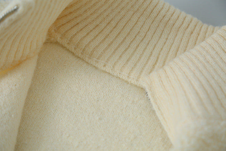 【LD11015】實拍雙頭拉鍊毛絨半高領加厚針織毛衣外套251110