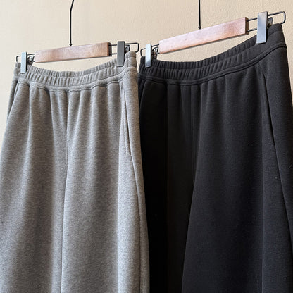 【Y82672】 實拍簡約寬鬆加絨保暖闊腿衛褲251023