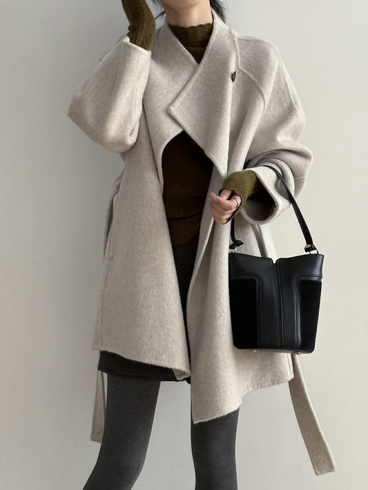 【Y8511】實拍高級感立領羊毛呢大衣外套（棉羊毛52%)251106