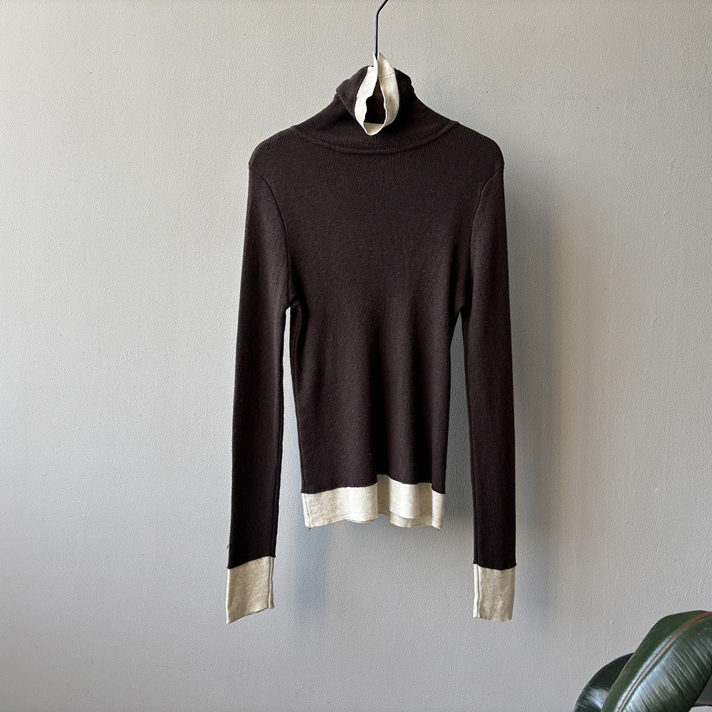 【Y352】實拍撞色高領針織衫（含羊毛10%)
251106