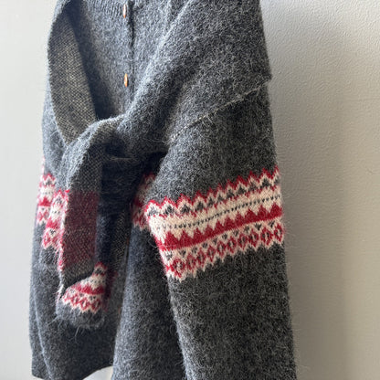 【YP6106】 實拍費爾島提花針織外套＋圍巾(含羊毛3%) 251023