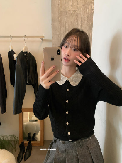 【LH01277】實拍IMISS秋冬法式絕美重工麻花珍珠領針織開襟外套（羊毛33%)251215