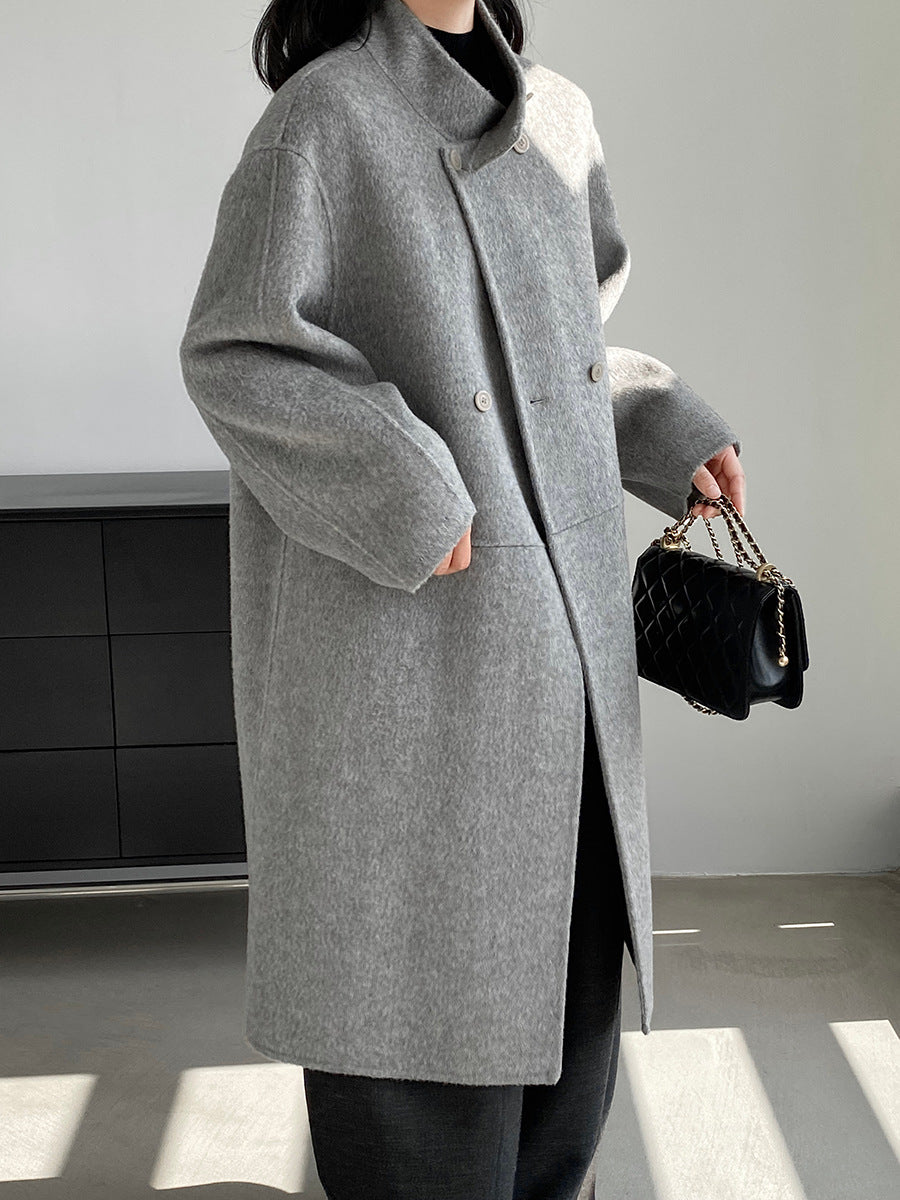 【cimz629065】實拍高級感貴氣重磅氣質羊毛桑蟬絲大衣外套251128