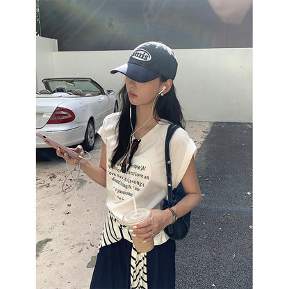 【H5368】實拍顯瘦棉質廓形印花T恤250708