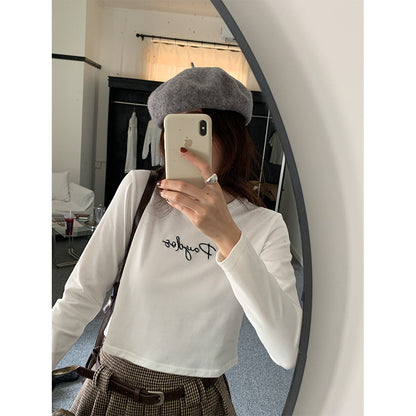 【H5482】實拍磨毛舒適質感刺繡長袖T恤251109