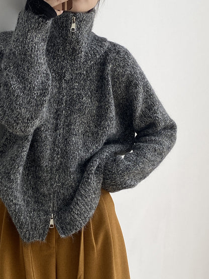 【YP1042】 實拍軟糯寬鬆高領針織毛衣外套(含羊毛4%) 251023
