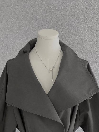 【cim1659】實拍秋冬復古英倫翻領風衣外套＋繫帶251030