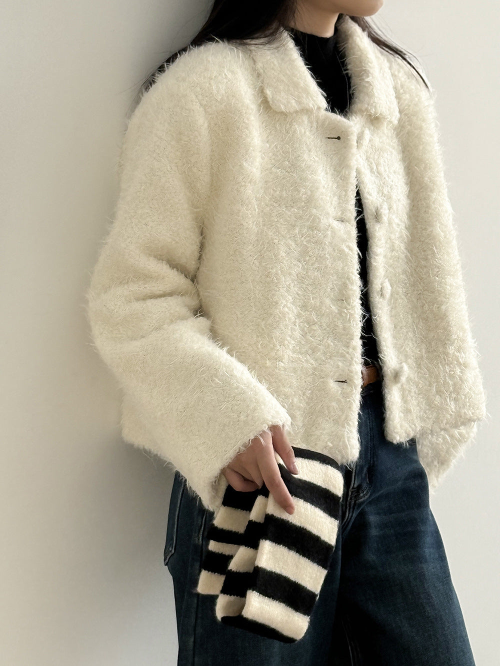 【Y8722】實拍高質感白鴨絨羊毛小香羊羔毛外套（白鴨絨90%)251106