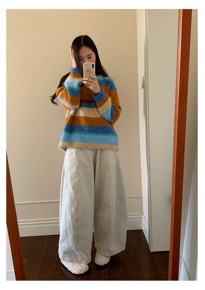 【H5522】實拍韓系街頭絨毛彩色針織毛衣251125