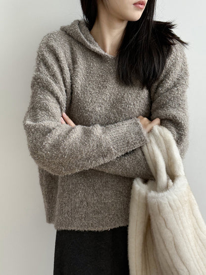 【Y2188】實拍冬季圈圈絨可愛連帽針織毛衣251106