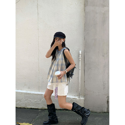 【H5360】實拍夏天清新格紋背心250708