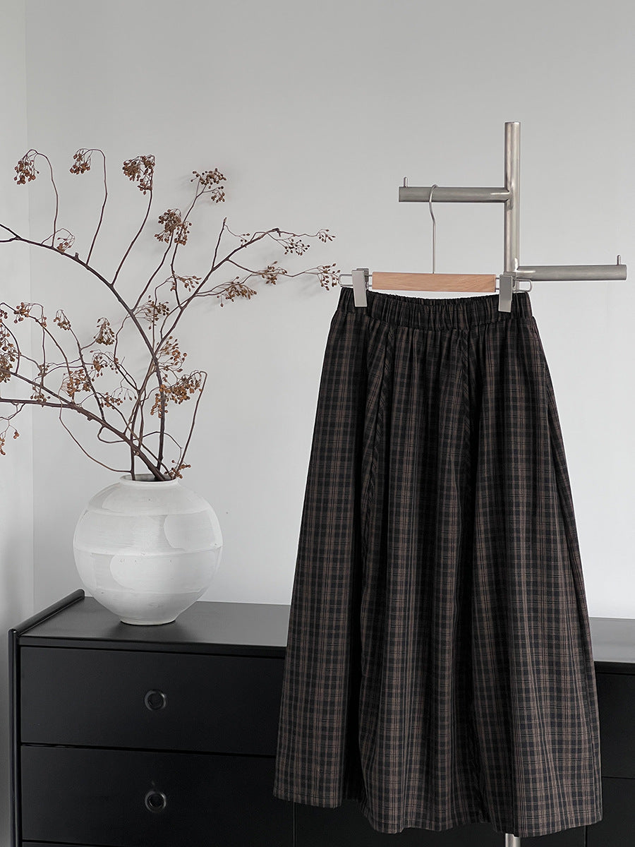 【cimz6381】實拍日系復古格紋內里加絨加厚A字裙251128