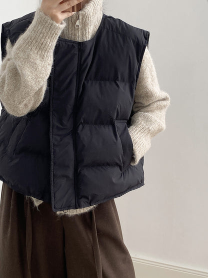 【Y82635】實拍秋冬簡約圓領棉背心251106