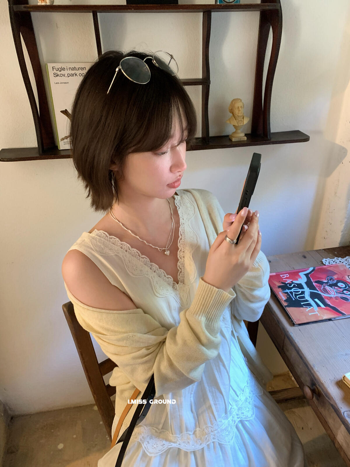 【LR01315】實拍imiss春季必備！修身顯瘦V領長袖針織罩衫260305