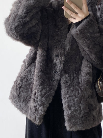 【YH707】實拍高質感毛茸茸仿皮毛保暖一体毛绒外套＋圍巾251113