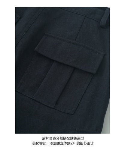 【H5392】實拍美式復古深藍直筒工裝褲250902
