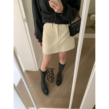 【H562】實拍秋冬S~XL必備復古高腰燈芯絨A字裙251021