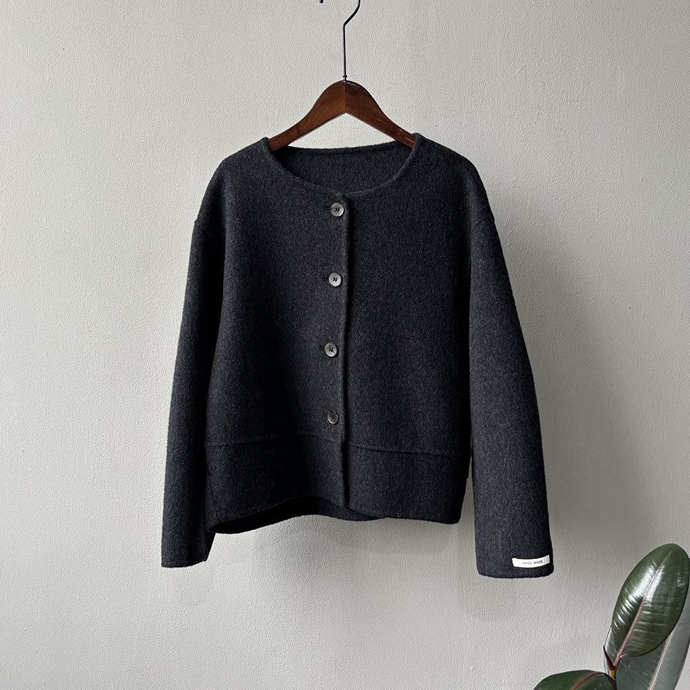 【Y8522】實拍高單氣質簡約綿羊毛呢外套（棉羊毛52%)251106