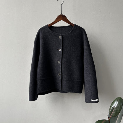 【Y8522】實拍高單氣質簡約綿羊毛呢外套（棉羊毛52%)251106