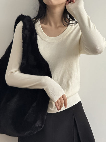 【Y275】實拍冬季U領長袖針織衫251106