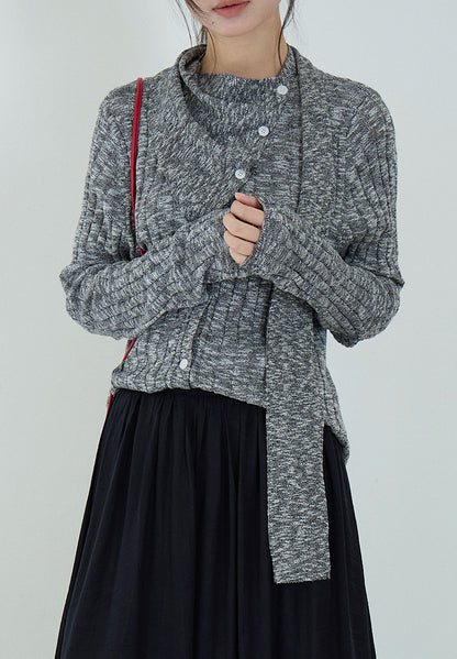 【LD11160】實拍設計感必收！V領薄針織+圍巾 兩件套260309