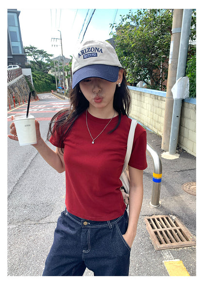 【H5388】實拍基礎7色磨毛圓領短袖T恤250902