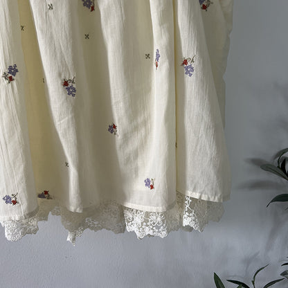 【LD11398】溫柔甜美仙女系🌸韓系氣質刺繡綁帶一字領短袖上衣/襯衫260720