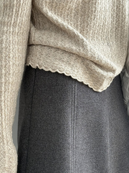 【Y82682】實拍冬季厚款毛呢高腰開叉裙褲 251106