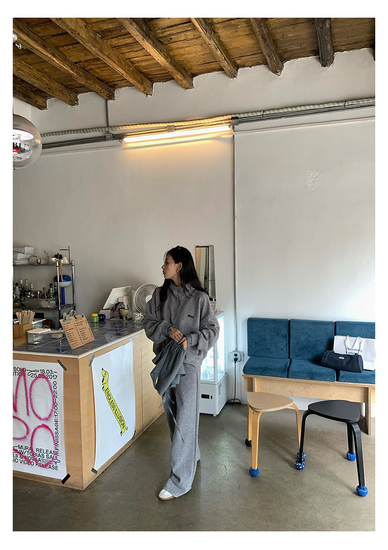 【H5395】實拍韓式連帽衞衣＋直筒衞褲＋屁簾(分開下單） 250902