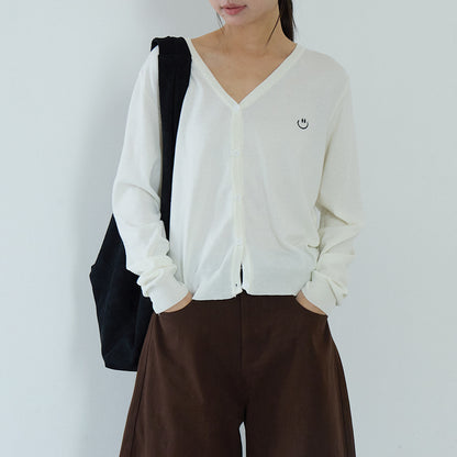【LD3188】實拍初秋刺繡笑臉氣質針織外套（含羊毛6%)
250922