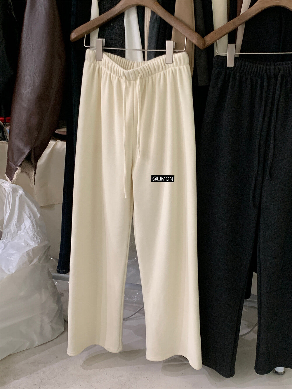 【L7039】實拍檸檬加厚加絨羊絨寬鬆顯瘦高腰直筒褲251117