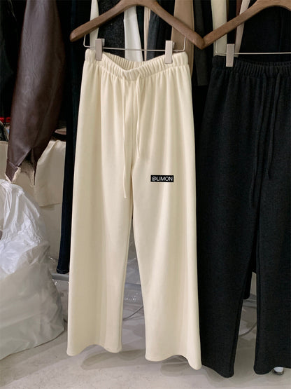 【L7039】實拍檸檬加厚加絨羊絨寬鬆顯瘦高腰直筒褲251117