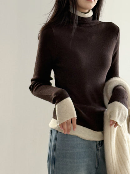 【Y352】實拍撞色高領針織衫（含羊毛10%)
251106