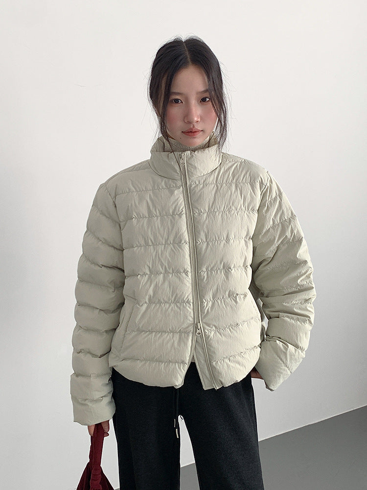 【LD11067】實拍簡約設計保暖立領含絨棉服外套（白鴨絨50%)
251209